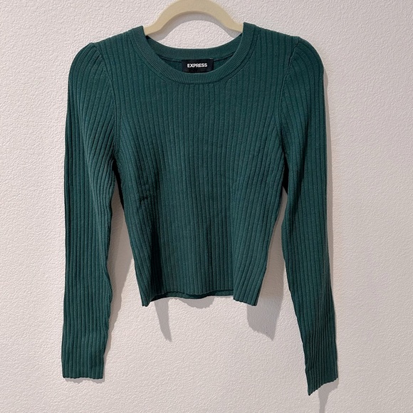 Express Ribbed Abbreviated long sleeve sweater - Picture 3 of 4
